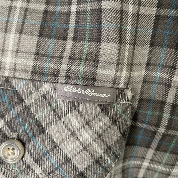 Mens Eddie Bauer Button Down Shirt Size L Plaid Double Pocket u - Picture 7 of 9